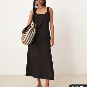 ONLY  Black Lightweight Scoop Neck Cotton Maxi Dress